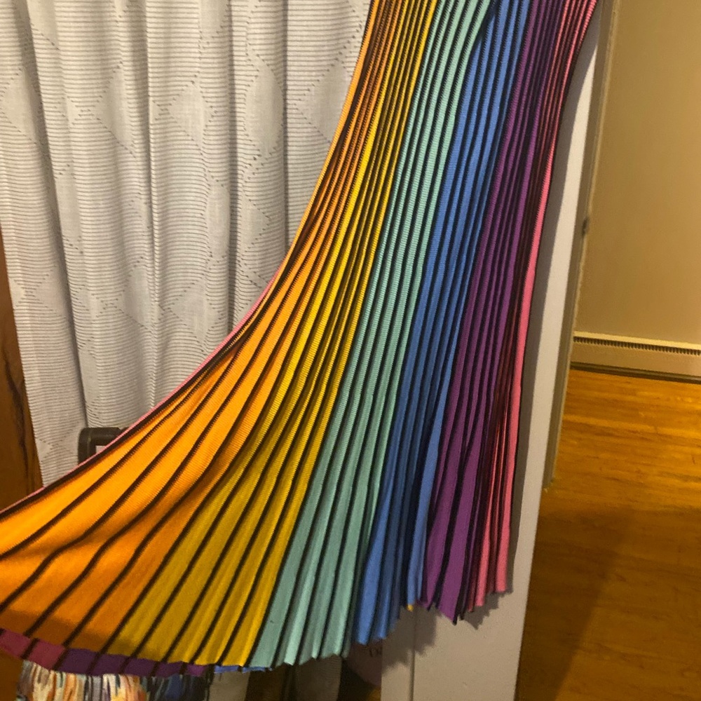 Rare rainbow knitted pleated maxi skirt